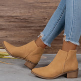 Ankle Boots Women's Fall / Winter 2023 New British Style Pure Color Pointed Toe With Thick-Heeled Martin