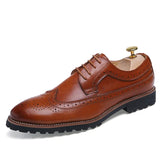 Leather Brogue Men Shoes Lace Up Men Loafers Breathable Formal Men Dress Shoes Wedding Shoes Handmade Zapatos De