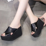 Thick Bottom Platform Slippers Women 2022 Summer Outdoor Cross Strap Wedges Slides Woman Non Slip Beach Flip