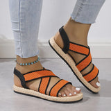 Breakj Women 2024 Summer New Flat Students Rome Sandals Women Round Head Breathable Soft Bottom Beach Sandals