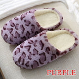Women Home Slippers With Faux Fur Flats Heels Shoes Winter Warm Slippers Women Leopard Print Female Flip Flop