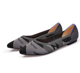 Polyester Shoes Women Spring Flats Pointy Toe Ballerinas Ladies Stretch Knitted Loafers Femme Daily Dress