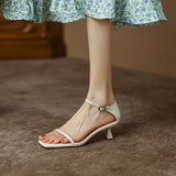 Breakj Summer New Fashion Korean Version Simple One-Line Buckle High Heel Sandal Fine Heel Women's
