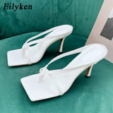 2022 New Slipper High Heels Shoes Fall Best Street Look Females Square Head Open Toe Clip-On Strappy Sandals