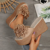Breakj New Thick-Soled Slippers Women's Shoes Large-Size One-Size-Type Flower Waterproof Table Thick-Soled