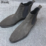 Men Chelsea Boots Black Brown Velvet High Ankle Dress Shoes Men Walking Shoes Wear Resistant Chelsea Dress Boots Botas de