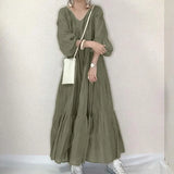 Vintage Ruffle Dress Women's Spring Sundress ZANZEA 2022 Casual Puff Sleeve Maxi Vestidos Female V Neck Robe