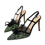 Lace women pumps Fashion Slingback High heels Female Shoes Elegant Thin heeled Office Lady Shoes Sandals Size