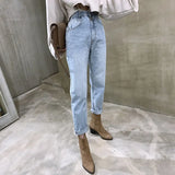 Vintage High Waist Straight Jeans Pant for Women Streetwear Loose Female Denim Jeans Buttons Zipper Ladies trouser