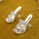 Breakj Korea's Small Thick-Bottomed One-Word Drag Woman Wearing Transparent Cool Slippers In The Summer Of 2025 Thick Heel High