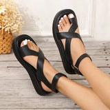 Breakj Women 2025 New Large-Size Coated Toe Polyurethane Deep Base Leisure Outside The Roman Wind Wearing Ring Buckle With Women's