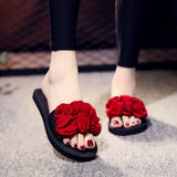 Shoes Summer Bohemia Floral Beach Sandals Pink Bow Slippers Flip Flops For Women Platform Sandals Beach Slippers