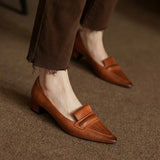 Cozy Med heels Spring Autumn Office Lady Pumps Women's Shoes Dress Heels Women Sheepskin Shoes On Heel 4 CM French