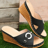Breakj Summer New Large Size With Slippers Female A Word With Casual Solid Color Thick Bottom