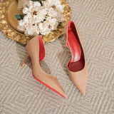 Air Red Bottom Bare High-Heeled Shoes 2025 Summer New Sharp Leather Sexy Fine Heel French Single
