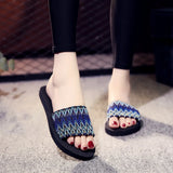 Shoes Summer Bohemia Floral Beach Sandals Pink Bow Slippers Flip Flops For Women Platform Sandals Beach Slippers
