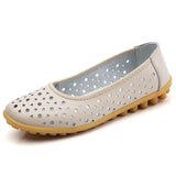 Women Casual Shoes Leather Slip-on Lofers Ladies Non-slip Flats Shoes Cut Out Breathable Women's Moccasins Zapatos