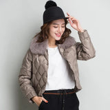 Women Real Collar Down Jacket Winter Warm Ultra Light Short Jacket White Duck Down Parka Elegant Coat