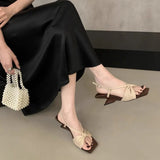 Breakj New French Temperament With Square Slope And Niche Design And Commuting High Heel Sandals