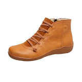Breakj Autumn / Winter New Women's Boots Large Size Casual Ankle Boots Women's Boots Flat Front Strap Side Zipper Flat Boots Women's