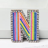 Jewelry 26 English DIY Name Letters Alphabet Rainbow Embroidery with Pin Ouch Beeding Womens Brooches Patches