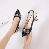 Hot Women's Shoes Fashion Slingbacks Pumps Summer Wedding Sandals Sexy Pointed Toe Buckle Sandal Noble Shiny High