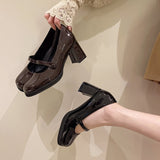 High-Heeled Fairy Mary Jane Shoes Spring 2024 New Vintage Medium-Heeled JK Shoes Lori Black Single