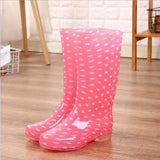 Rain Boots Women Print PVC Waterproof Shoes for Girls Knee-high Slip on Anti Skip Boots Long Tube Botas Fashion Size