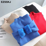 Autumn winter cashmere basic warm Sweater velvet Pullovers Women female fur thick Turtleneck sweater knit Jumpers