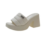 Breakj Thick Bottom One Word Cool Slippers Female 2024 Summer New Fashion Outside Wearing Slippers Thick Heel Sandals