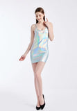 Silver Sexy Dress Bodycon Night Club Wear Dresses Woman Gold Party Mini Pencil Bandage Dres Spaghetti Strap
