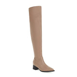 Autumn and Winter Women's European and American Fashion New Pointed Toe Thick Heel Over The Knee High-top Women's