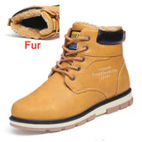 2022 Newest Autumn Winter Ankle Warm Boots Quality PU Leather Men Casual Working Shoes Vintage Style Lace Up Men