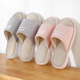 and Women Home Linen Slippers Home Indoor Non-slip Soft Bottom Summer Sandals Couple Four Seasons Cotton and