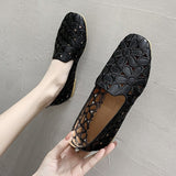 Breakj Shoes Women 2025 Summer New Large Square Head Shallow Flat Shoes Soft Soles Pregnant Women's Singles