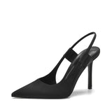 Simple Slingbacks Women Pumps Elegant Pointed toe Satin Stiletto High heels Female Mules Spring Summer Office Lady