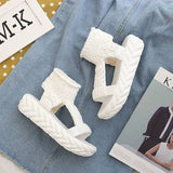 Women's New Korean Version Of Xia Student Shoes With Polyamine Liposmide Soft-Bottomed Knitted Wool Women's
