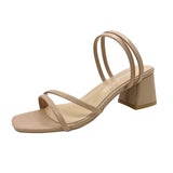 Breakj Fine Sandals Women 2025 New Medium Heds Slippers Women Wear Coarse Heel With Women's High