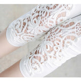 Fitness Leggins Short Leggings Women Summer Lace Floral Female Casual Capris Hollow Out Slim White