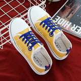 Skate Vulcanzie Shoes Canvas Breathable Lace Up Black White Yellow Flat Platform Rubber Sole Sport Tenis Women'S