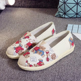 New Basic Female Flats Women Shallow Painting Canvas Shoes Ladies Slip-On Casual Shoes Breathable Fabric