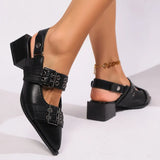 Breakj Mary Jane Single Shoes Women's Back High Heels 2025 New Coarse Heel Belt Buckle Rivet
