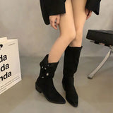 Breakj Pile Boots Children Thick And Western Cowboy Boots 2025 New Spring And Autumn Summer Single Boots High And Short