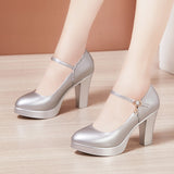 Catwalk High Heels Women's Cheongsam T Show Leather Size Waterproof Table Thick Heel Leather Pointed Single