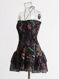 Spring 2025 New Fashion Sexy Hanging Neck Wrinkles Waist Print Design Short Tective Bag Hip