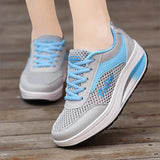 Platform Shoes Walking Shoes Casual Sport Fashion Height Increasing Woman Breathable Air Mesh Swing Wedges