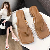 Breakj Cool Slippers Women 2025 Summer New Fashion Outside The Square Head And Anti-Slip Beach