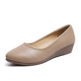 Fall New Women's Singles Shoes Slope Heel Comfortable Pointy Pea Shoes Middle Heel Working Mother Shoes