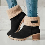 Women Boots Winter Outdoor Keep Warm Fur Boots Waterproof Women's Snow Boots Thick Heel With Round Head Short