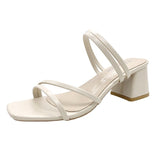 Breakj Fine Sandals Women 2025 New Medium Heds Slippers Women Wear Coarse Heel With Women's High